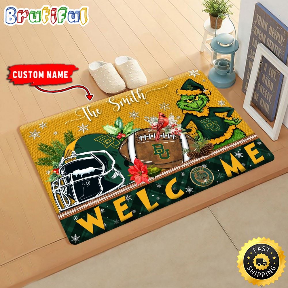 Sportswearmerch Baylor Bears NCAA Grinch Christmas Doormat For Fan