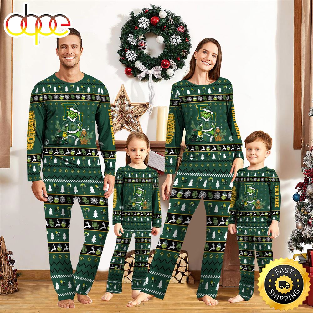 Sportswearmerch Baylor Bears NCAA Grinch Christmas Personalized Pajamas For Fan