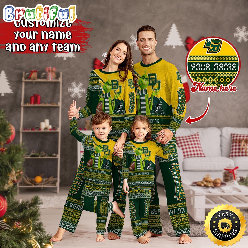 Sportswearmerch Baylor Bears NCAA Personalized Pajamas Family For Fan