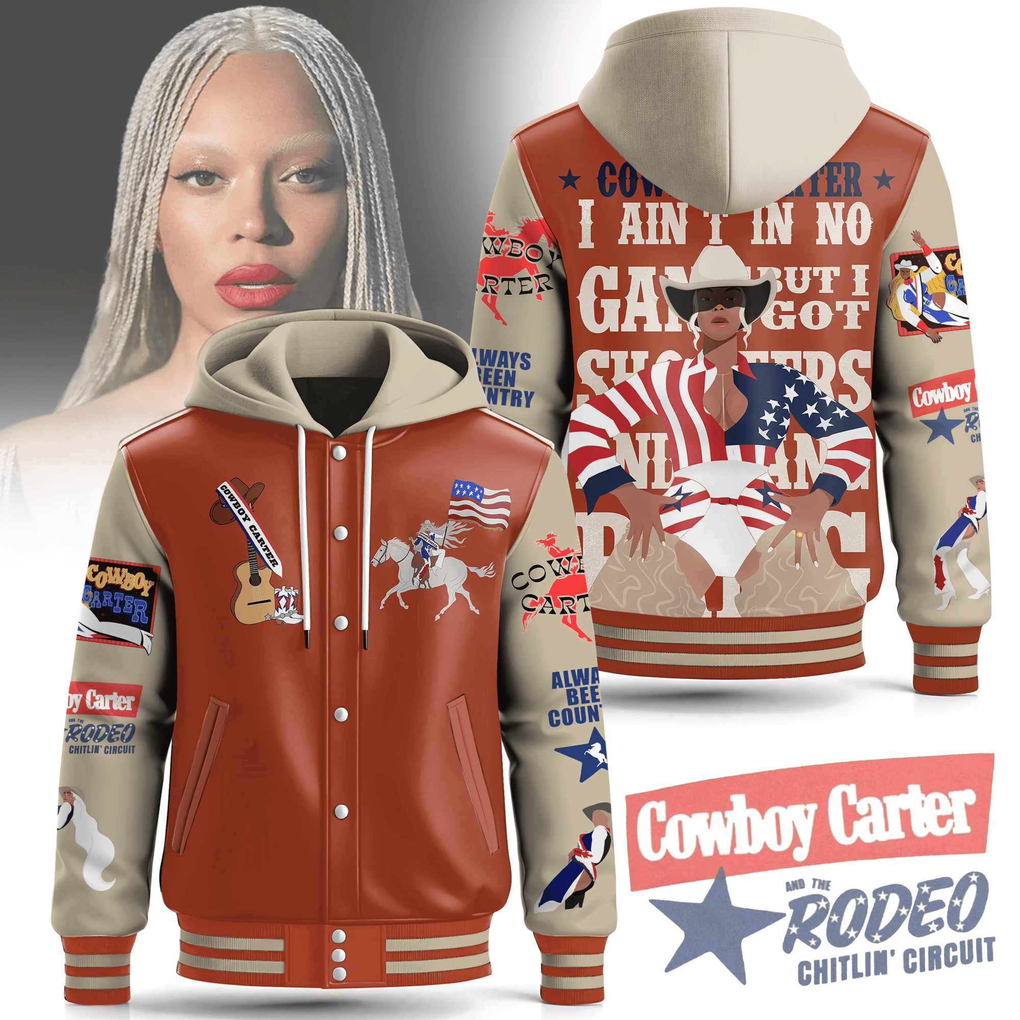 Sportswearmerch Beyoncé Hooded Baseball Jacket Gift For Fan