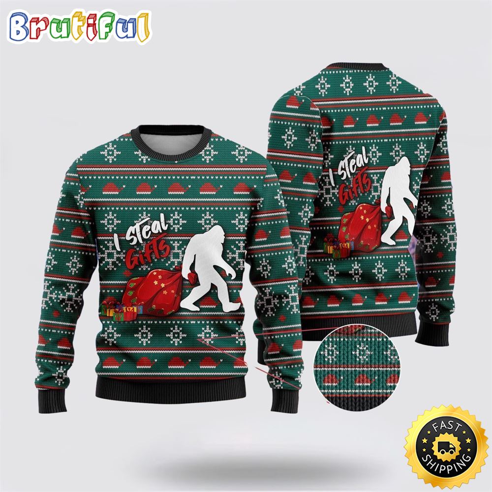 Sportswearmerch Bigfoot I Steal Gifls Christmas Sweater For Fan