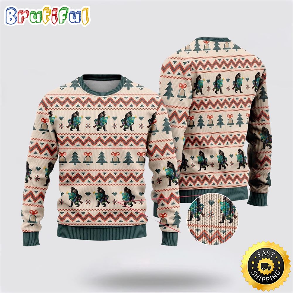 Sportswearmerch Bigfoot Ring Ring Christmas Sweater For Fan