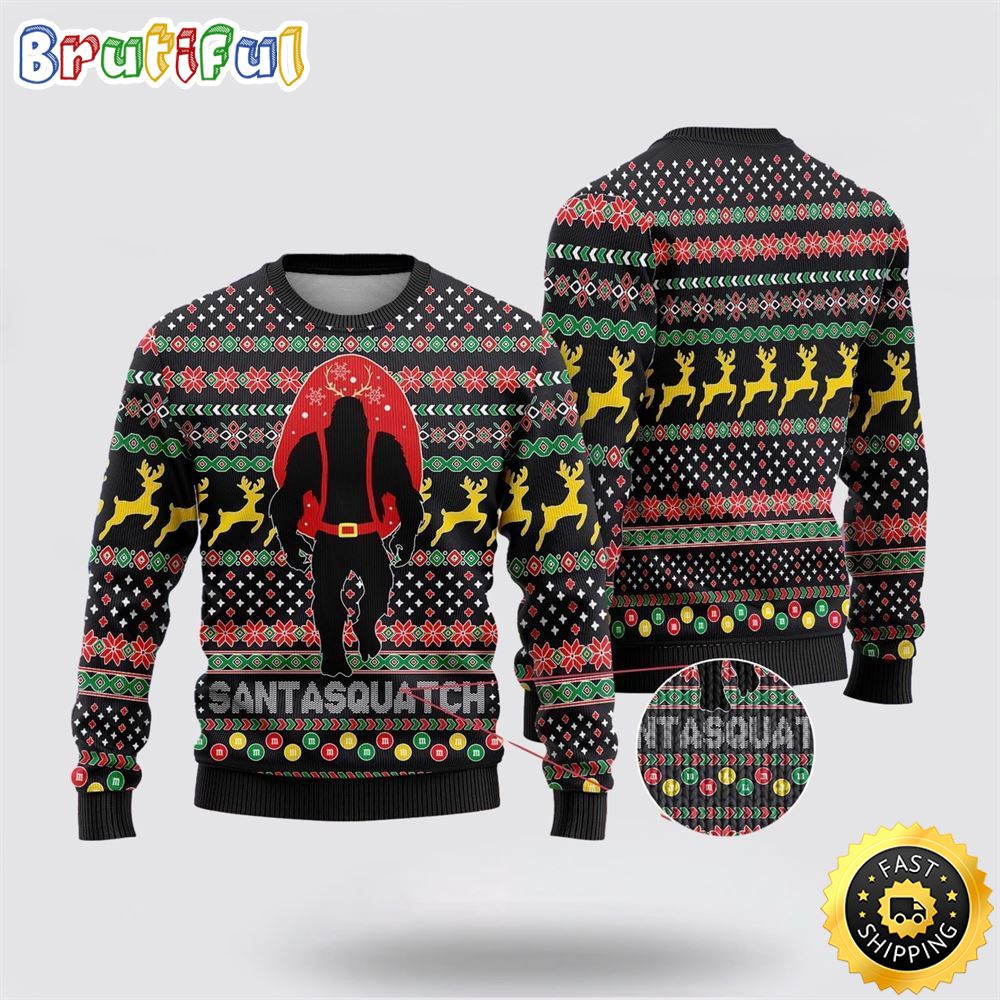 Sportswearmerch Bigfoot Santa Squatch Christmas Sweater For Fan