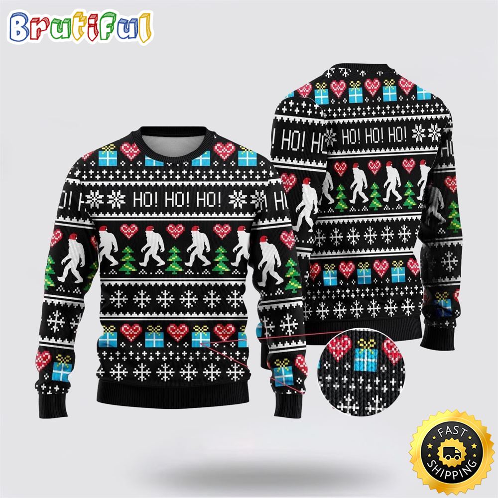 Sportswearmerch Bigfoot Secret Gift Ho Ho Ho Christmas Sweater For Fan
