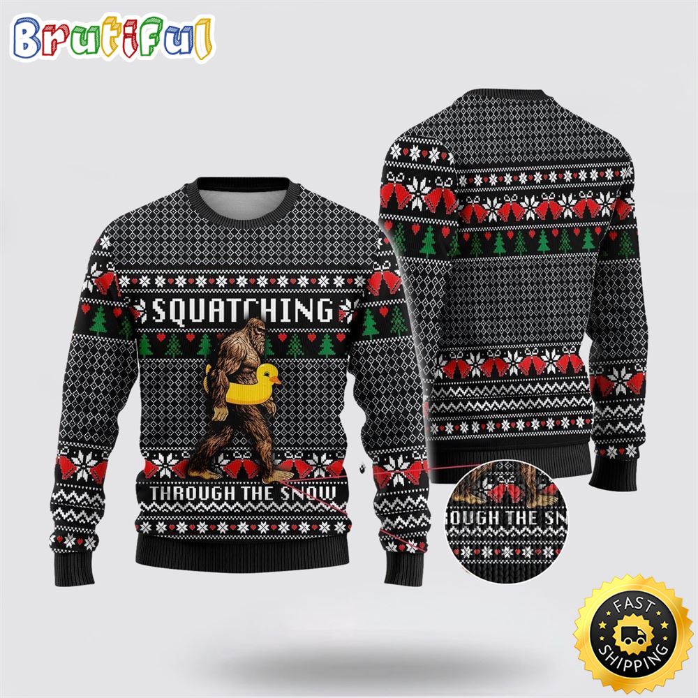 Sportswearmerch Bigfoot Squatching Duck Christmas Sweater For Fan