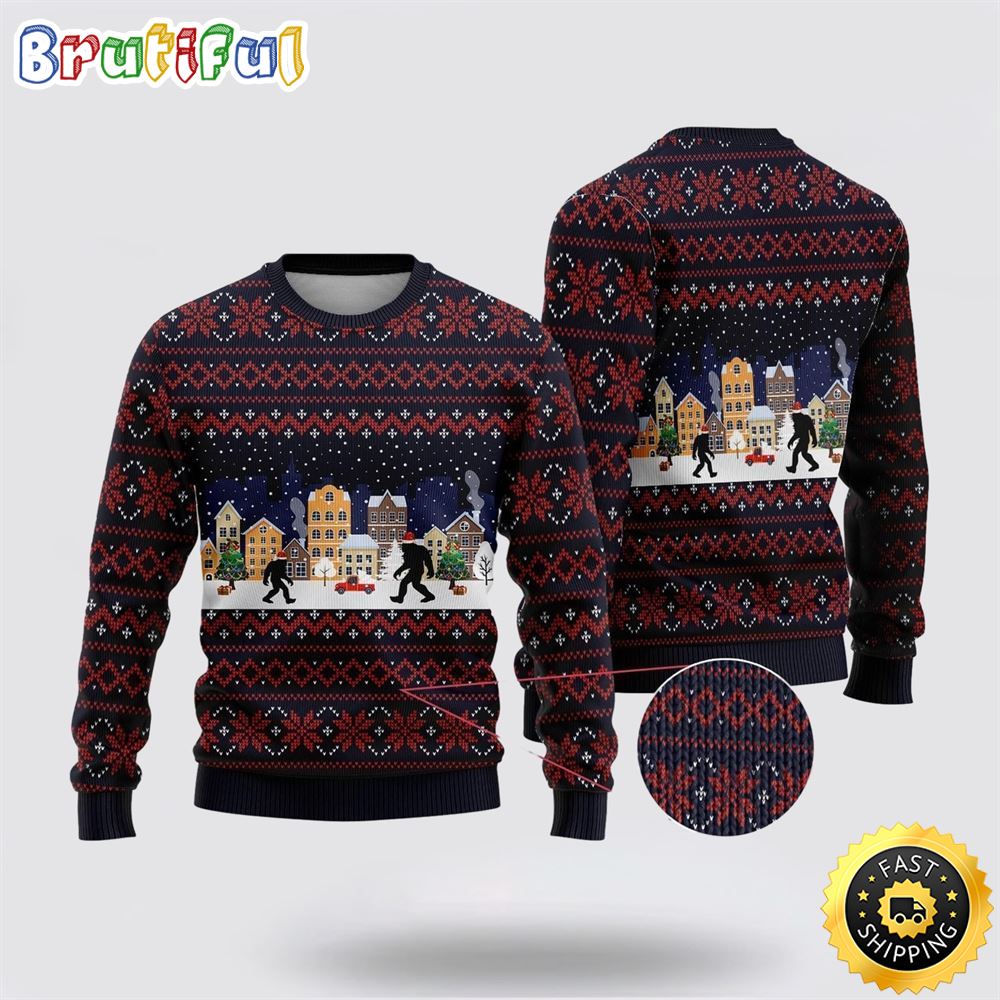 Sportswearmerch Bigfoot Winter City Christmas Sweater For Fan