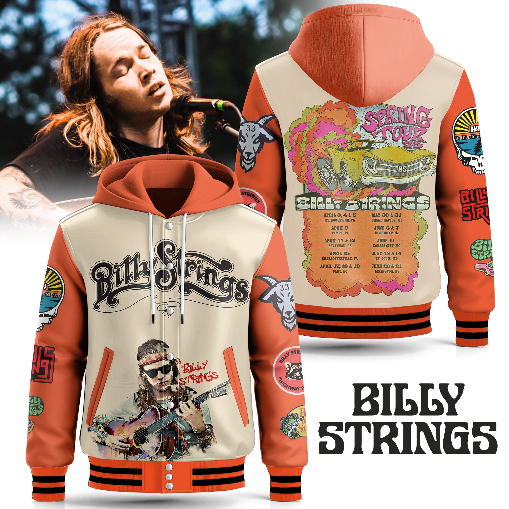 Sportswearmerch Billy Strings Hooded Baseball Jacket Gift For Fan
