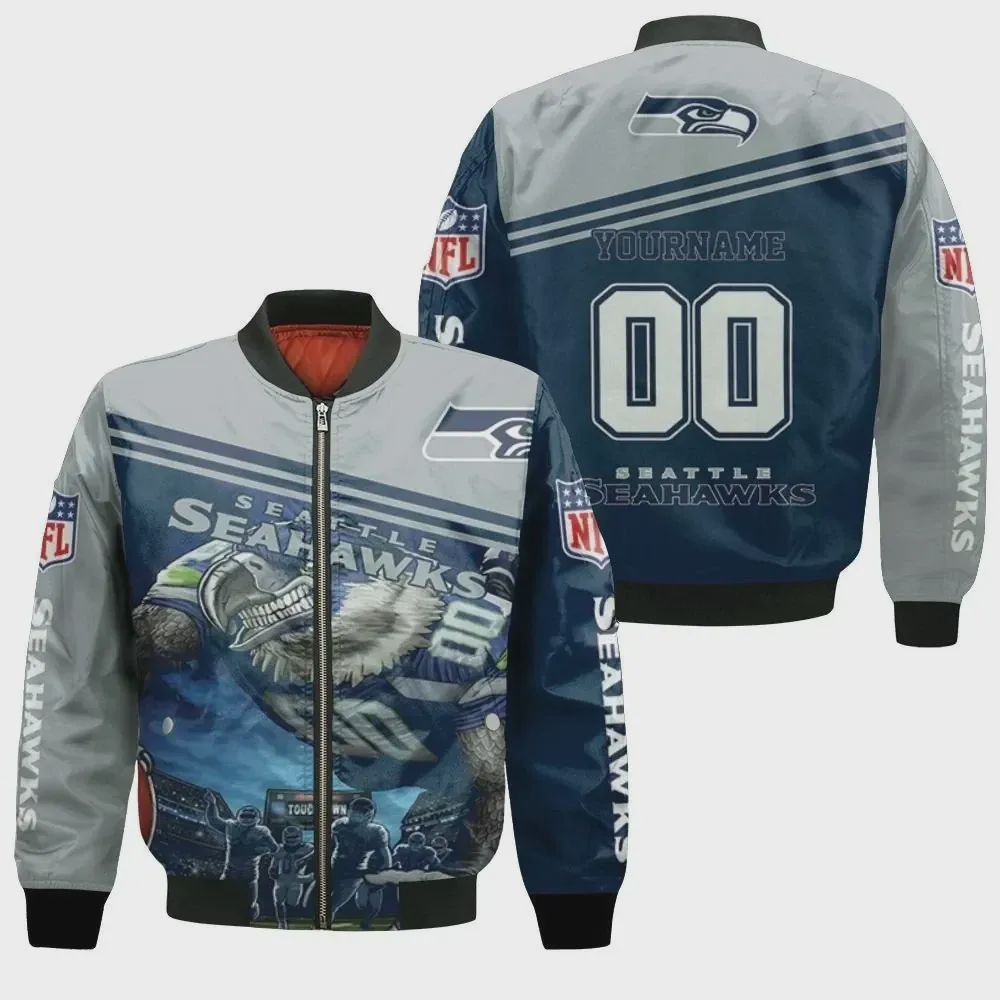 Sportswearmerch Blitz The Seahawk Seattle NFL Personalized Bomber Jacket For Fan