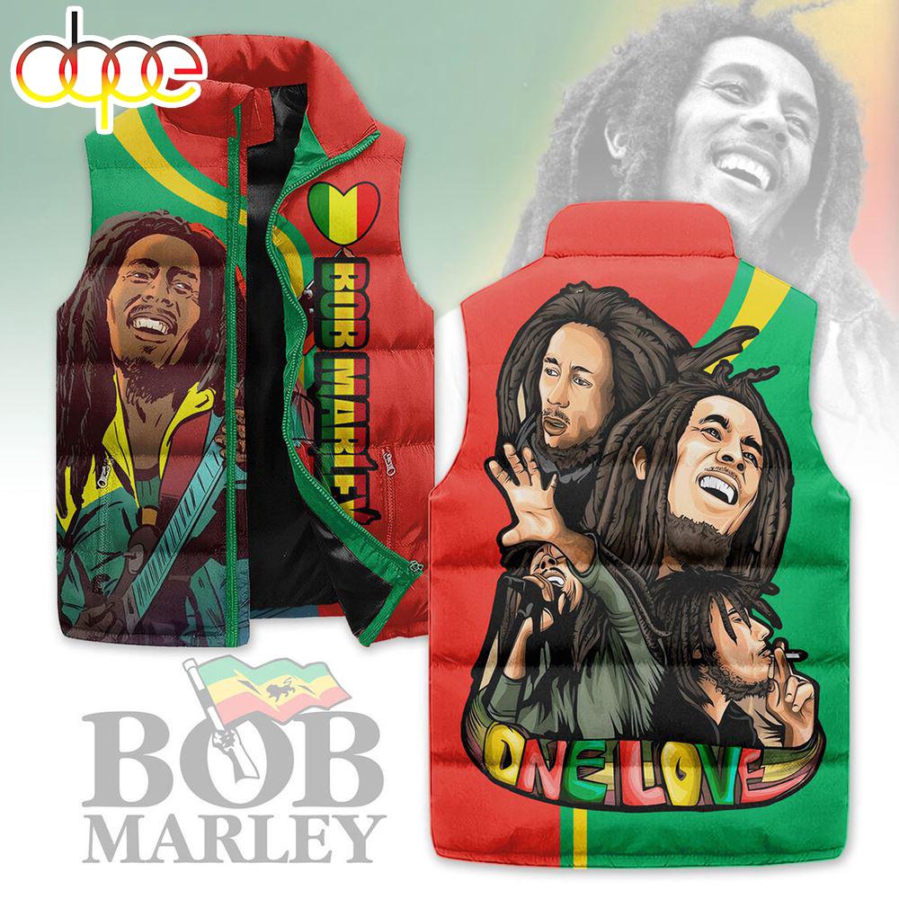 Sportswearmerch Bob Marley Music Personalized Sleeveless Puffer Jacket For Fan
