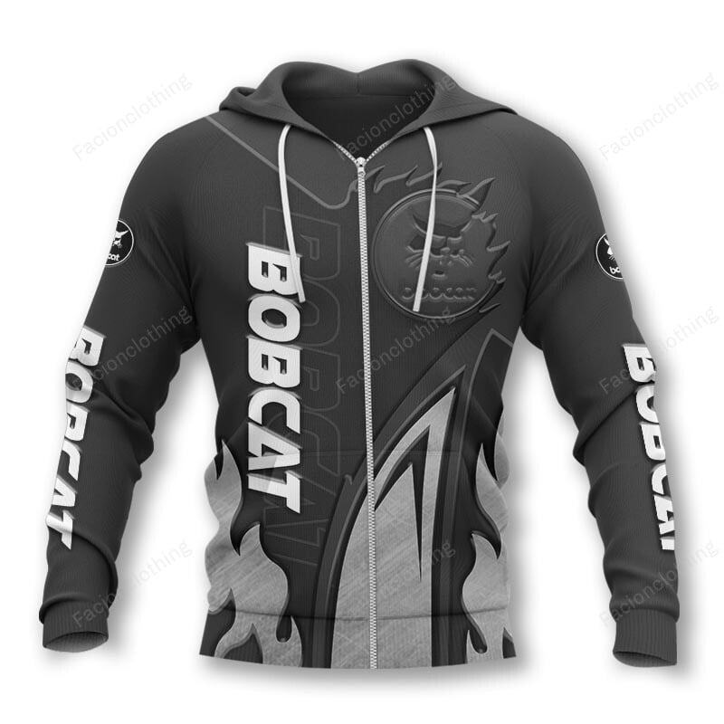 Sportswearmerch Bobcat Tractor Company Personalized Zip Hoodie For Fan
