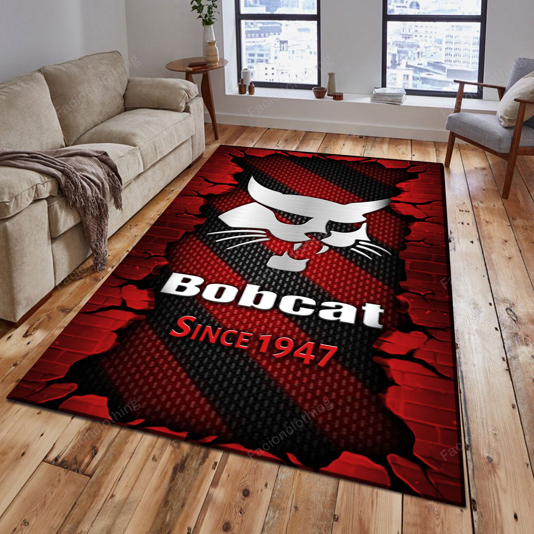 Sportswearmerch Bobcat Tractor Personalized Rug For Fan