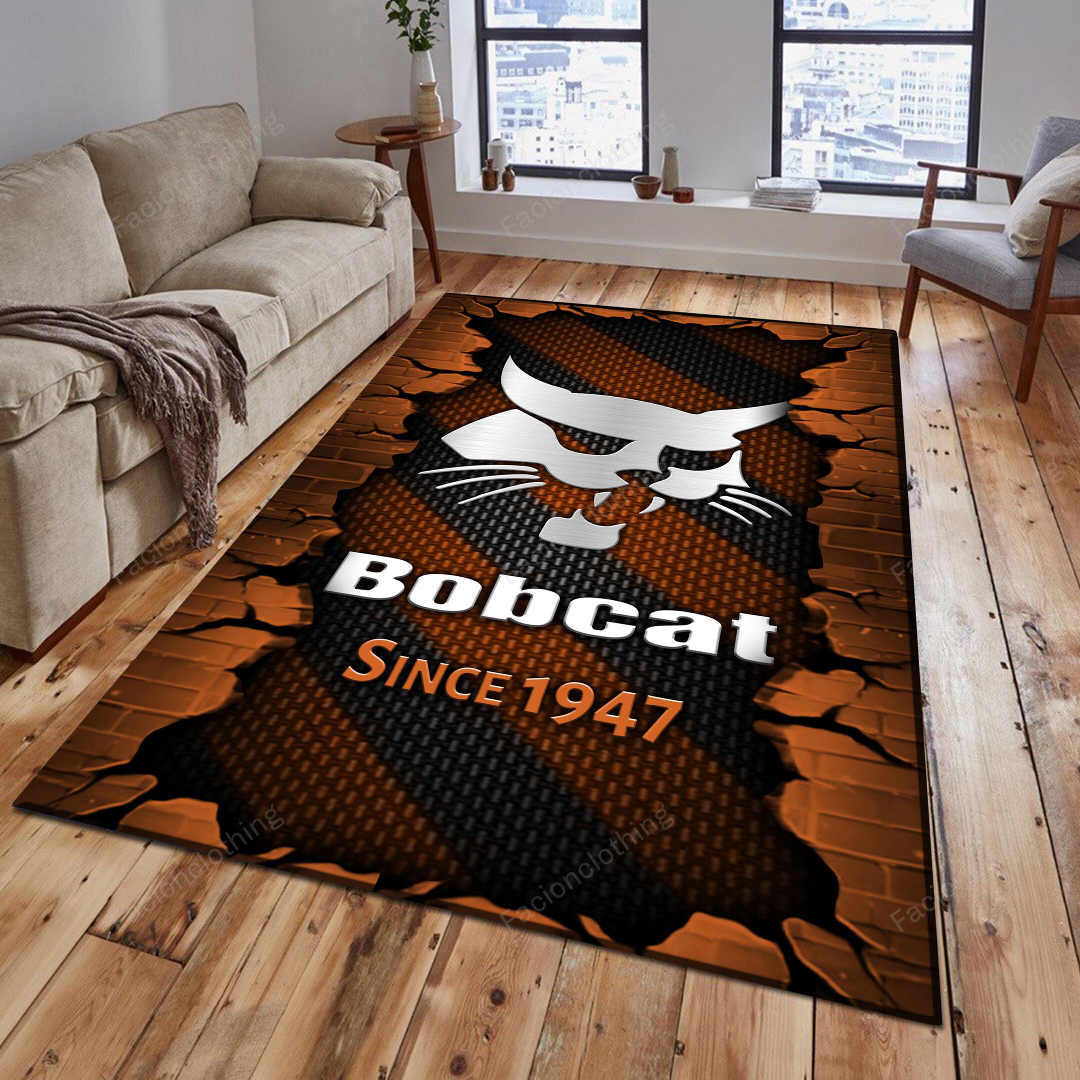 Sportswearmerch Bobcat Tractor Personalized Rug For Fan