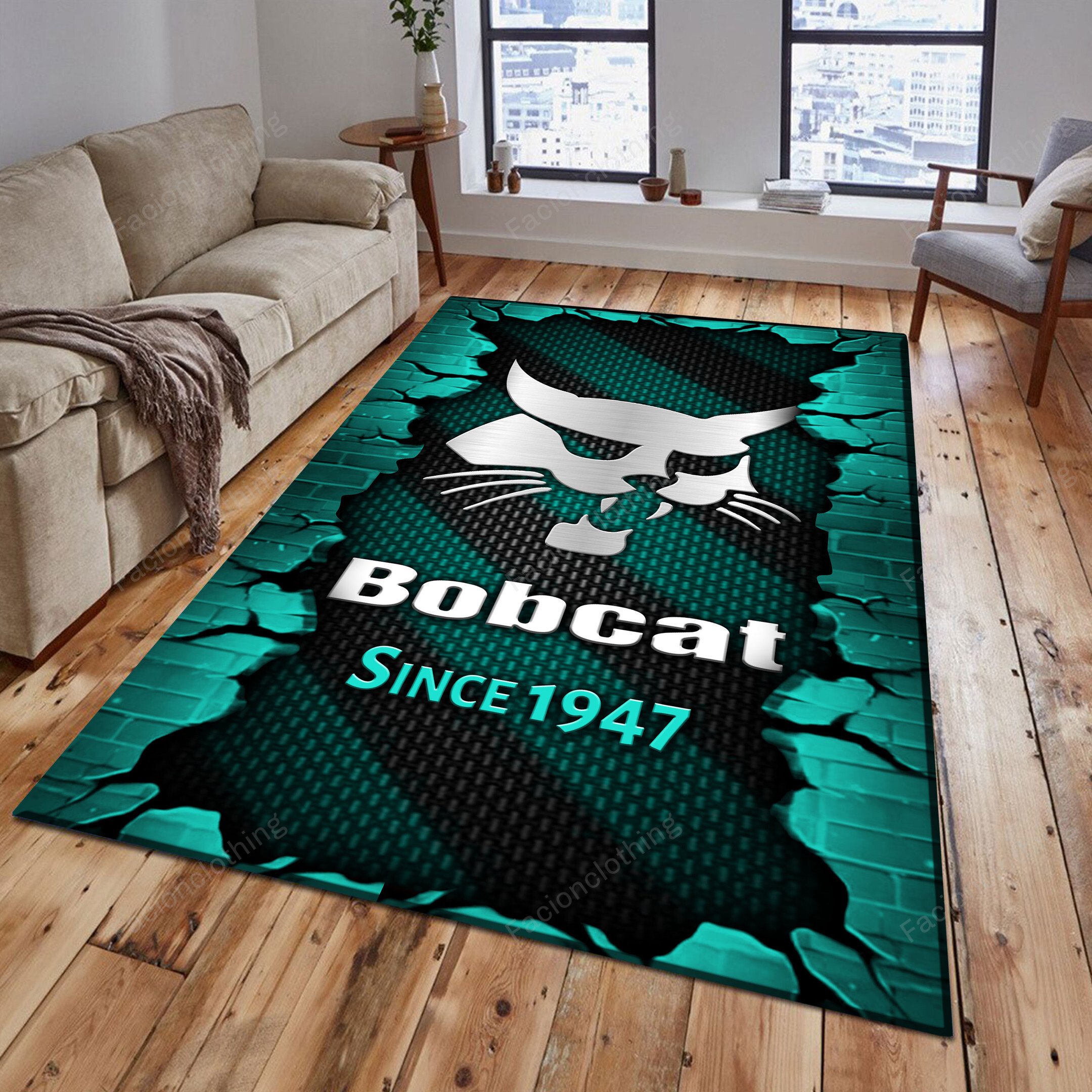 Sportswearmerch Bobcat Tractor Personalized Rug For Fan