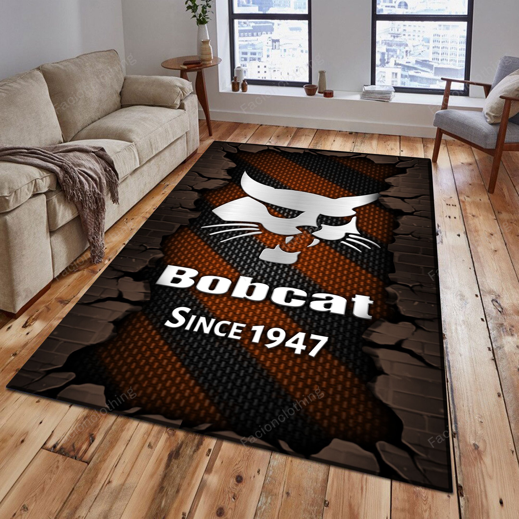 Sportswearmerch Bobcat Tractor Personalized Rug For Fan