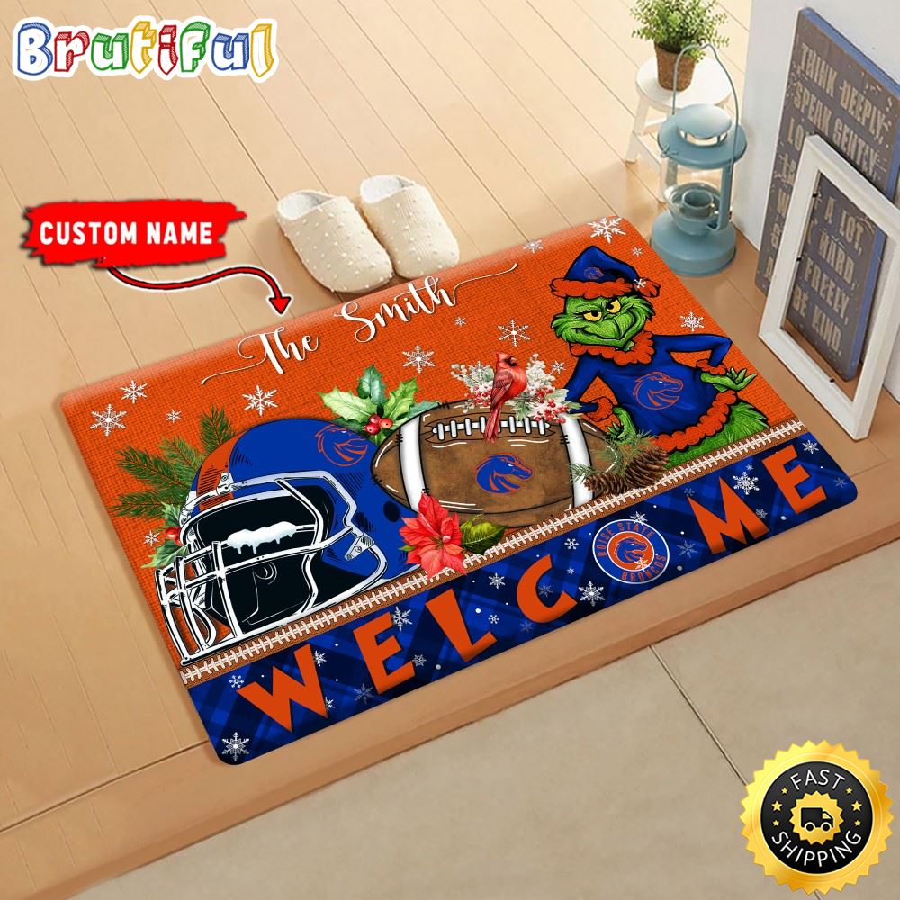 Sportswearmerch Boise State Broncos NCAA Grinch Christmas Doormat For Fan