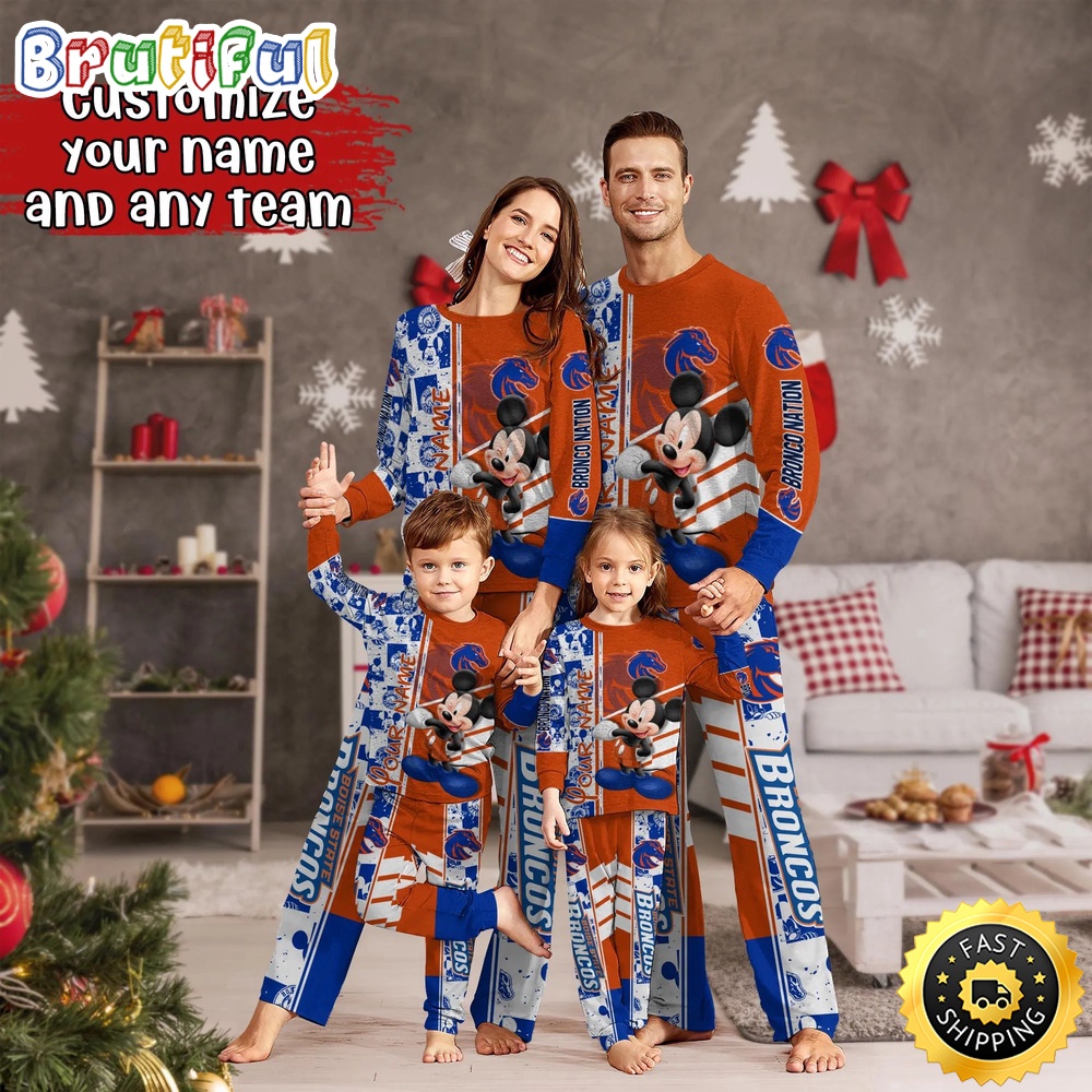 Sportswearmerch Boise State Broncos NCAA Mickey Mouse Personalized Pajamas Family For Fan