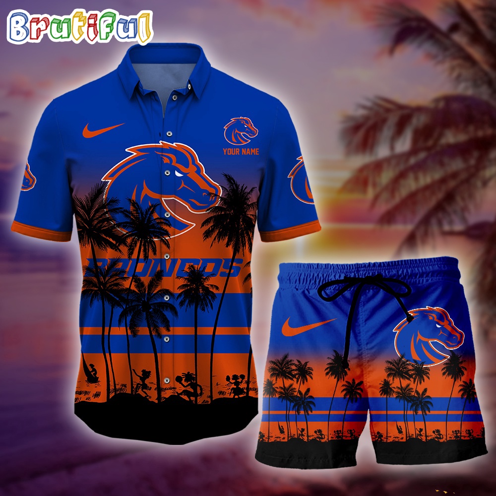 Sportswearmerch Boise State Broncos NCAA Palm Tree Summer Personalized Set Short Set For Fan