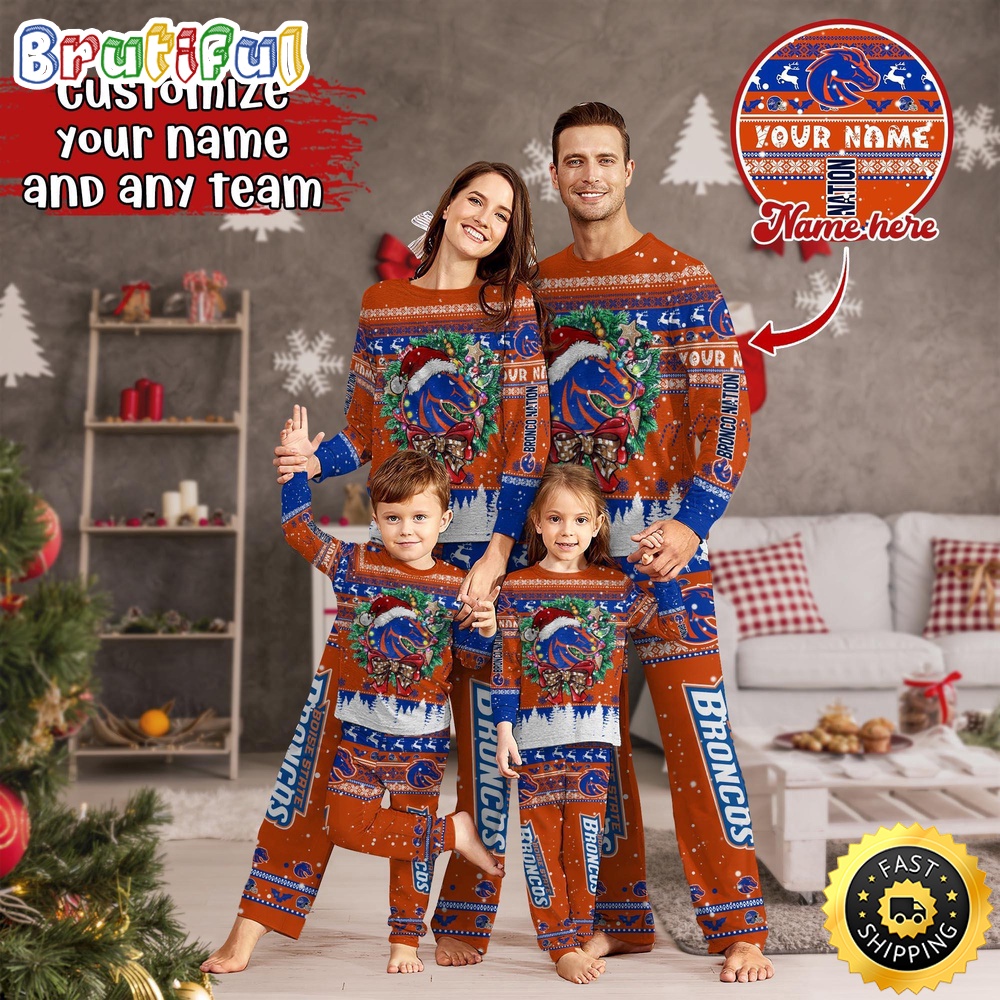 Sportswearmerch Boise State Broncos NCAA Personalized Pajamas Family For Fan