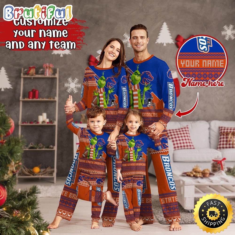 Sportswearmerch Boise State Broncos NCAA Personalized Pajamas Family For Fan