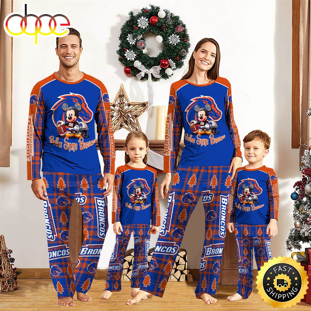 Sportswearmerch Boise State Broncos NCAA x Mickey Mouse Personalized Pajamas Family For Fan
