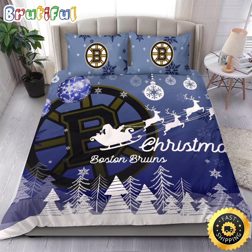 Sportswearmerch Boston Bruins NHL Christmas Bedding Sets For Fan
