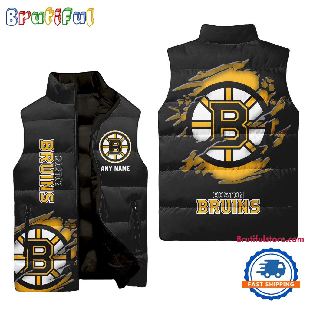 Sportswearmerch Boston Bruins NHL Personalized Sleeveless Puffer Jacket For Fan