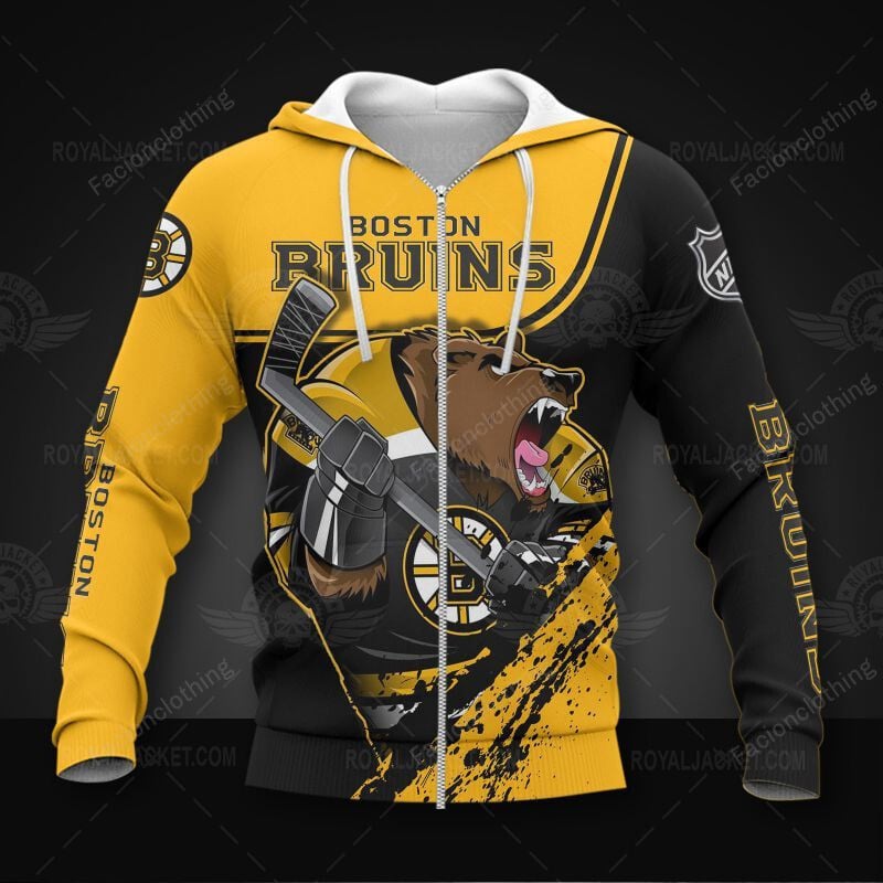 Sportswearmerch Boston Bruins NHL Personalized Zip Hoodie For Fan