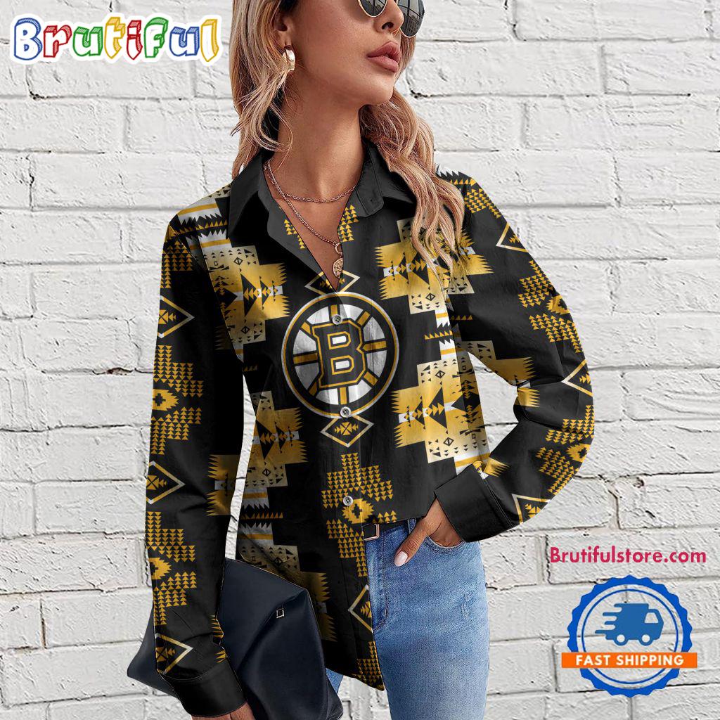 Sportswearmerch Boston Bruins NHL Special Native American Women's Casual Shirt For Fan