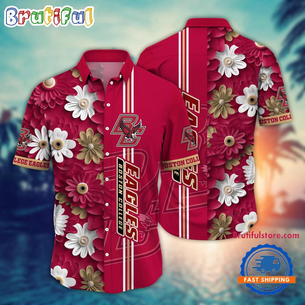 Sportswearmerch Boston College Eagles NCAA Flower Summer Personalized Hawaiian Shirt For Fan