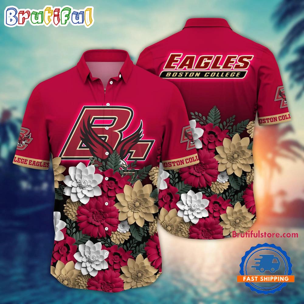Sportswearmerch Boston College Eagles NCAA Flower Tropical Summer Beach Hawaiian Shirt For Fan
