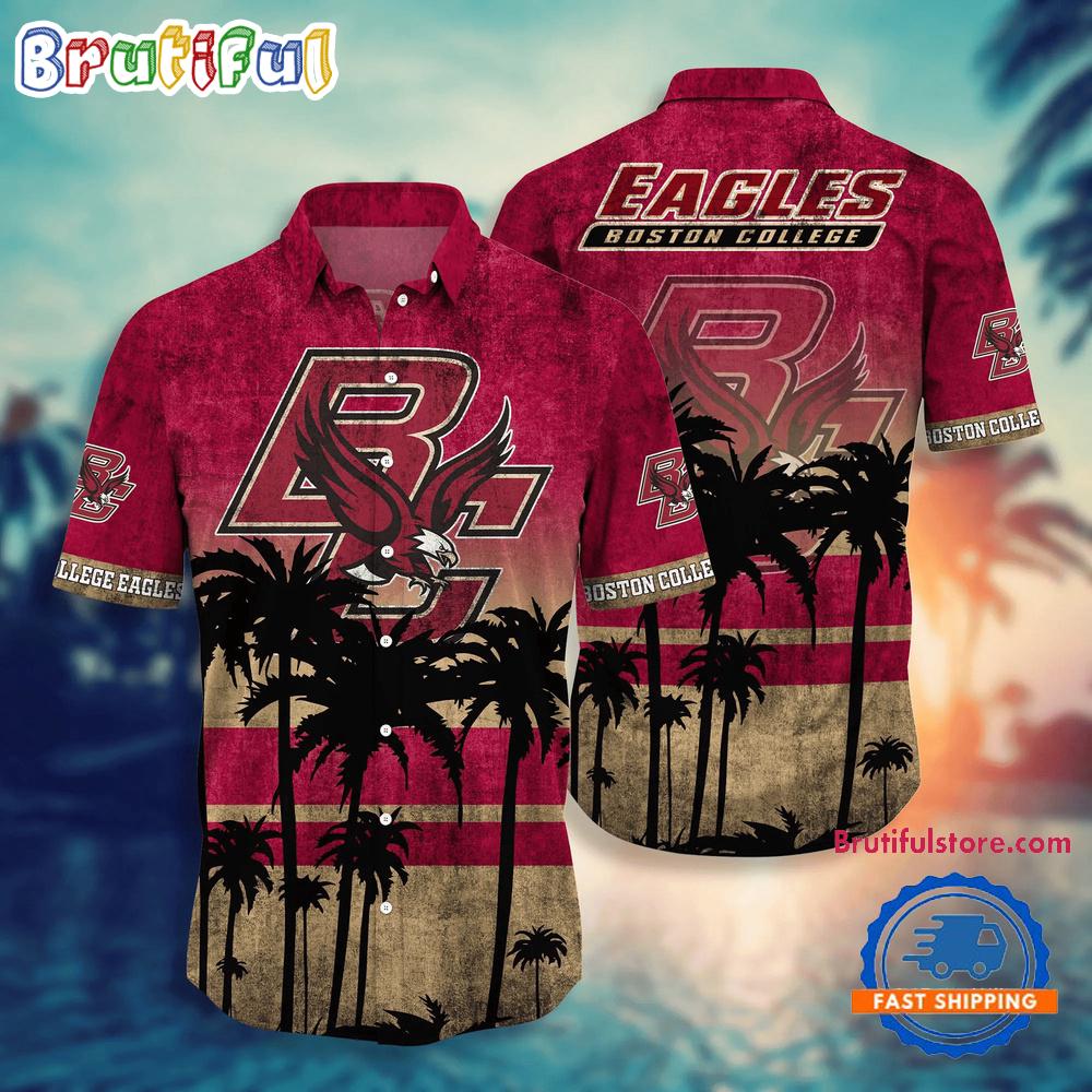 Sportswearmerch Boston College Eagles NCAA Palm Tree Summer Beach Personalized Hawaiian Shirt For Fan