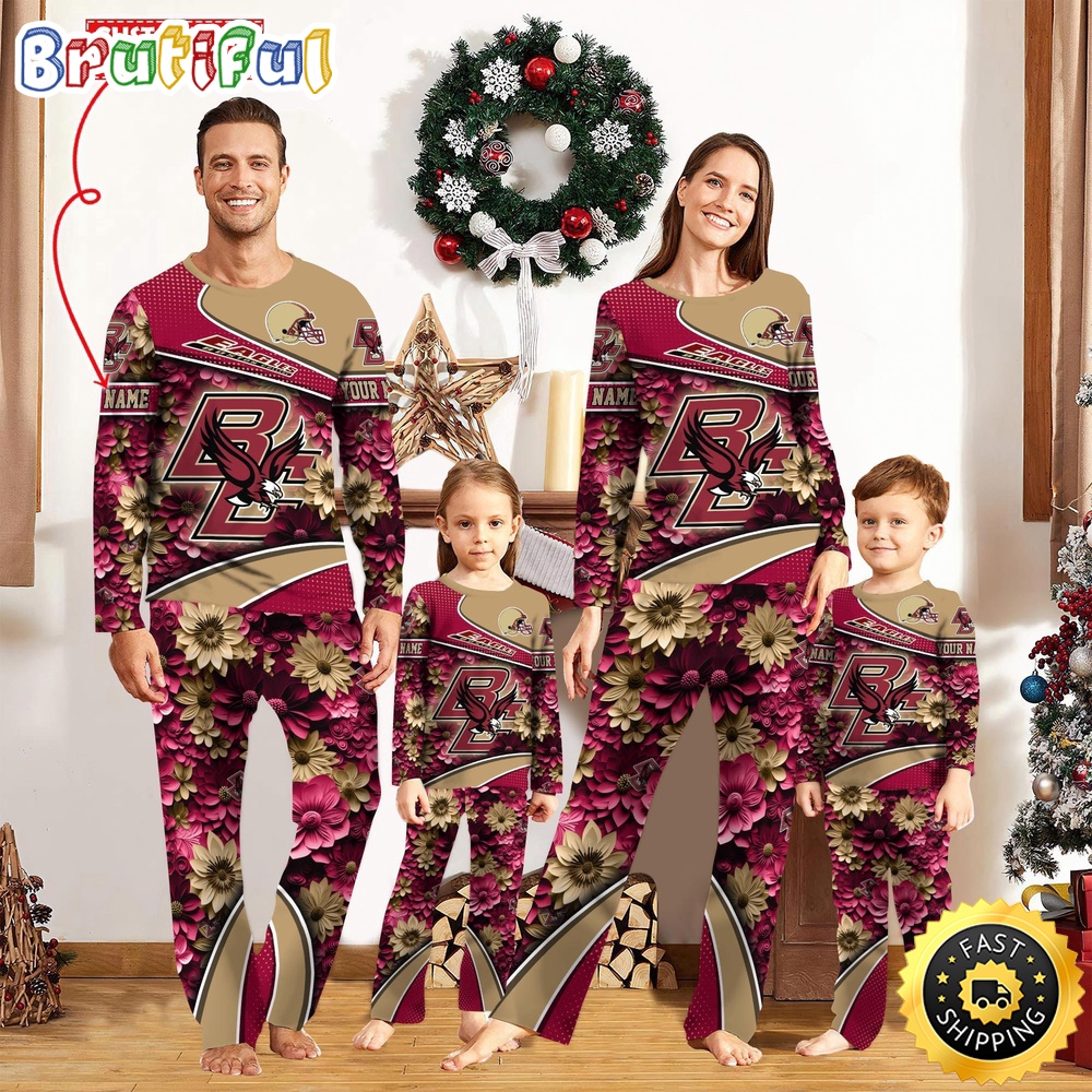 Sportswearmerch Boston College Eagles NCAA Sport Fans Personalized Pajamas Family For Fan