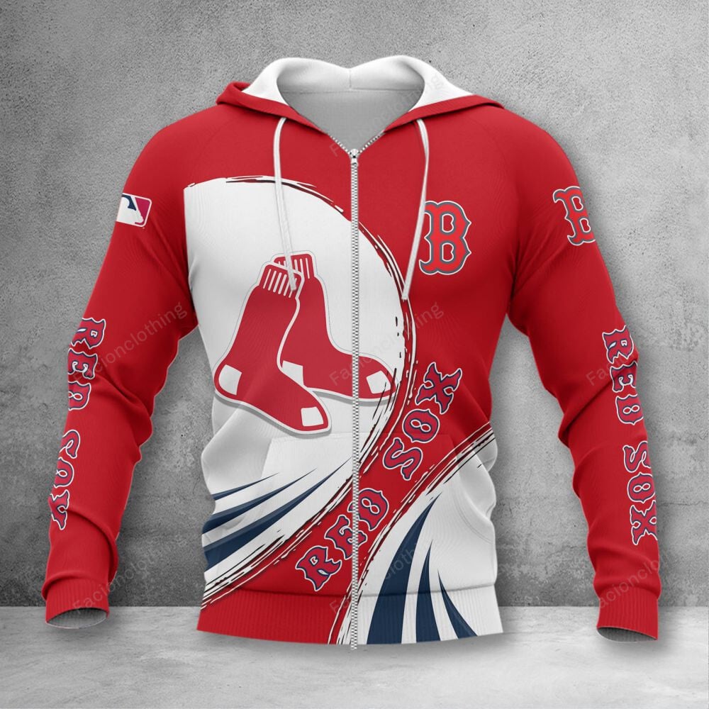 Sportswearmerch Boston Red Sox MLB Personalized Zip Hoodie For Fan