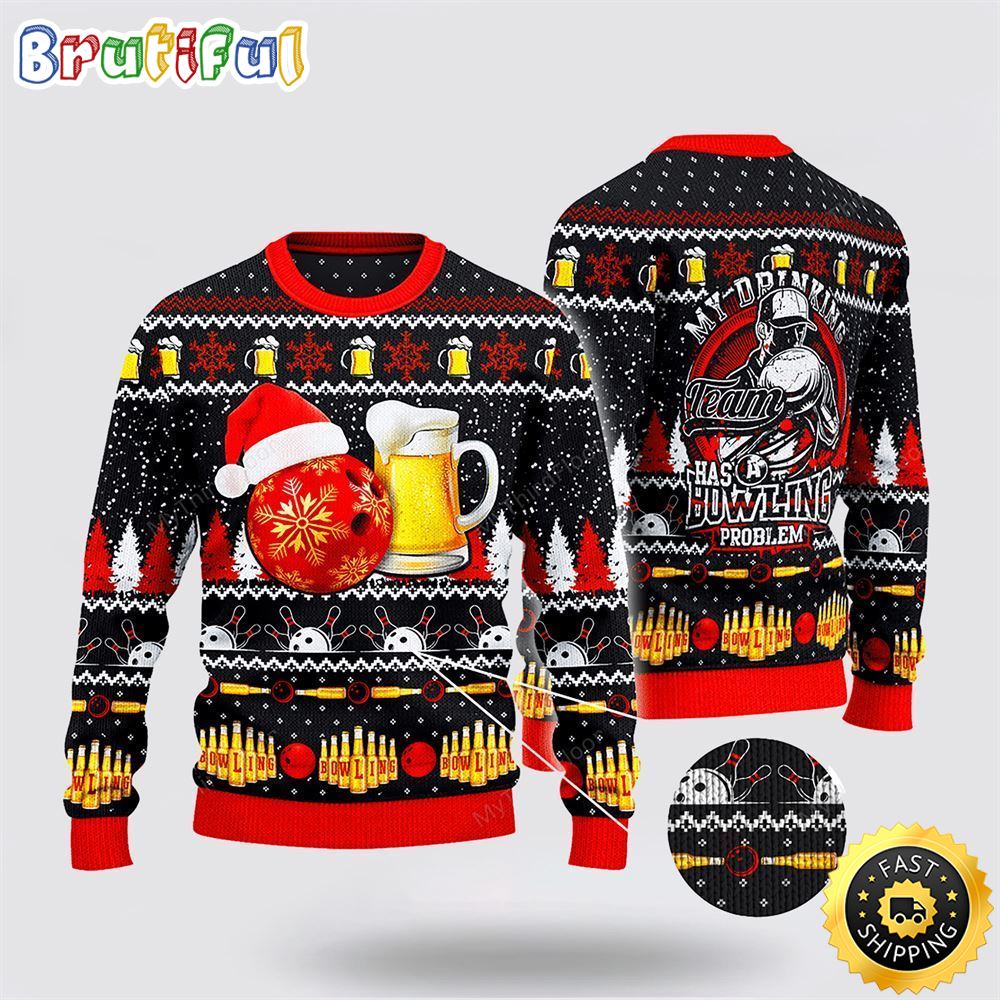 Sportswearmerch Bowling And Beer Lovers Christmas Sweater For Fan