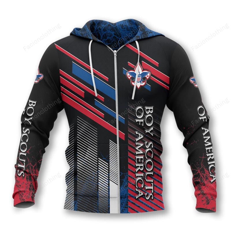 Sportswearmerch Boy Scouts of America Personalized Zip Hoodie For Fan