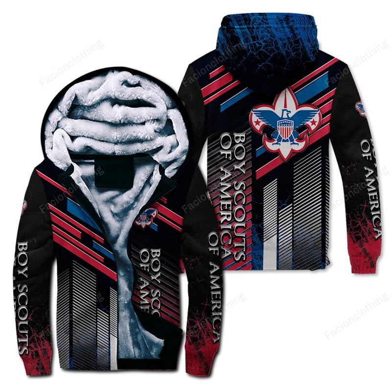 Sportswearmerch Boy Scouts of America Personalized Zip Hoodie Velvet Hoodie For Fan