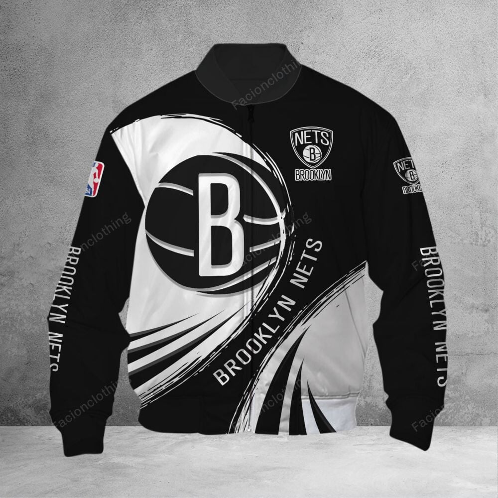 Sportswearmerch Brooklyn Nets NBA Personalized Bomber Jacket For Fan