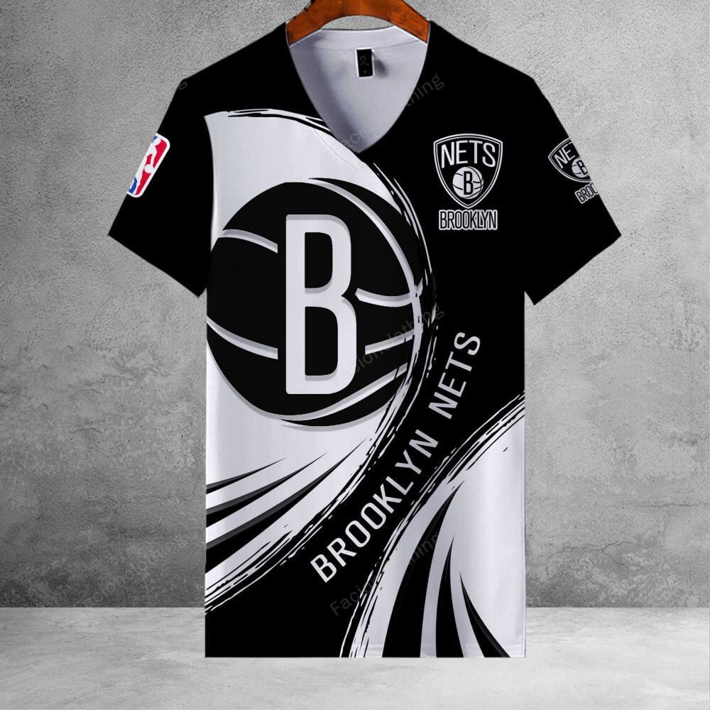 Sportswearmerch Brooklyn Nets NBA Personalized V-neck Women T-shirt For Fan