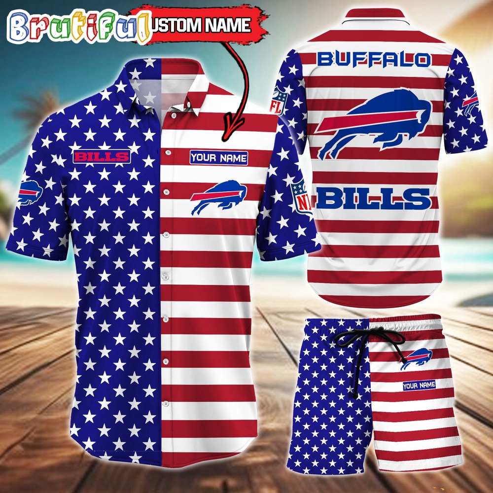 Sportswearmerch Buffalo Bills NFL American Flag Personalized Set Short Set For Fan
