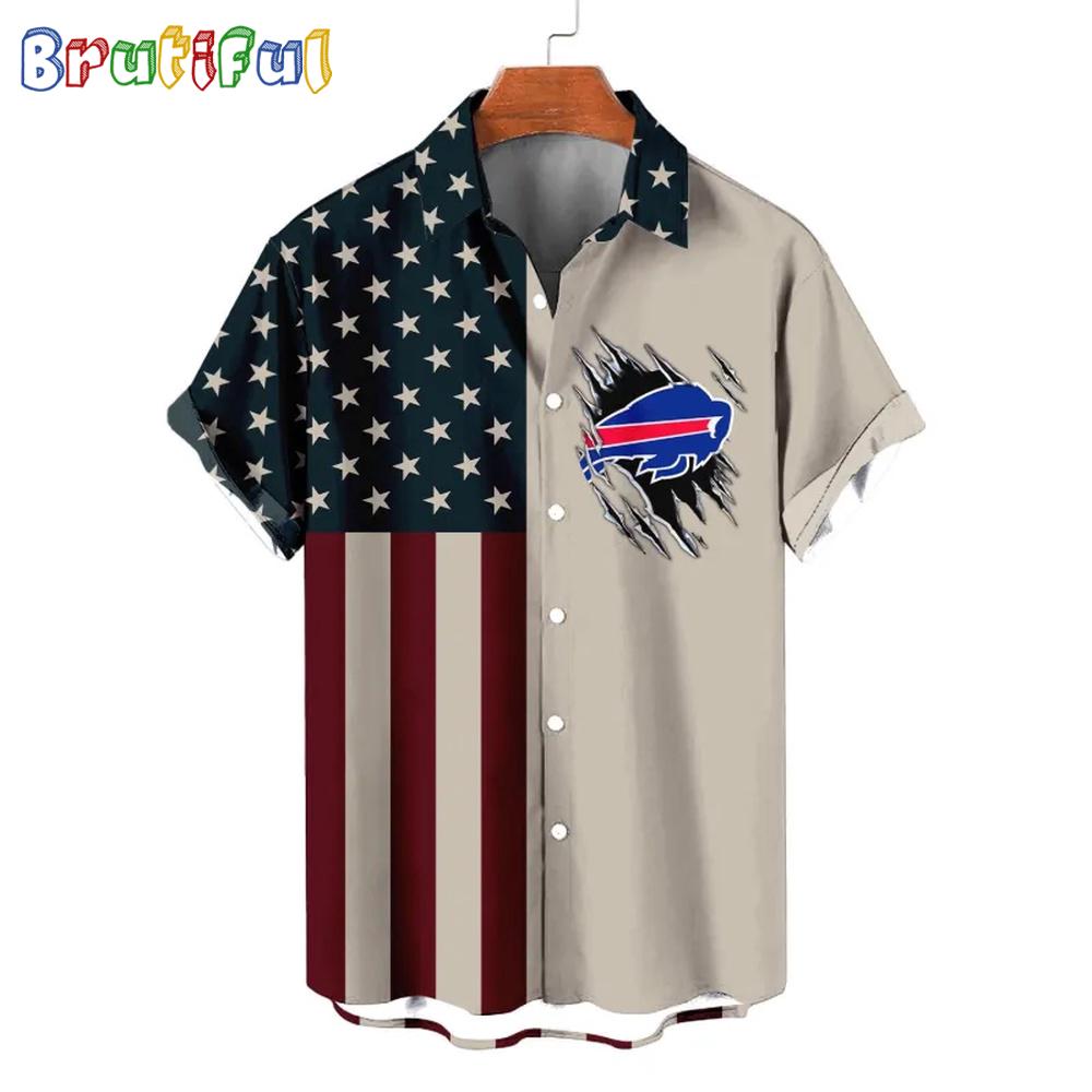Sportswearmerch Buffalo Bills NFL American Flag Summer Personalized Hawaiian Shirt For Fan