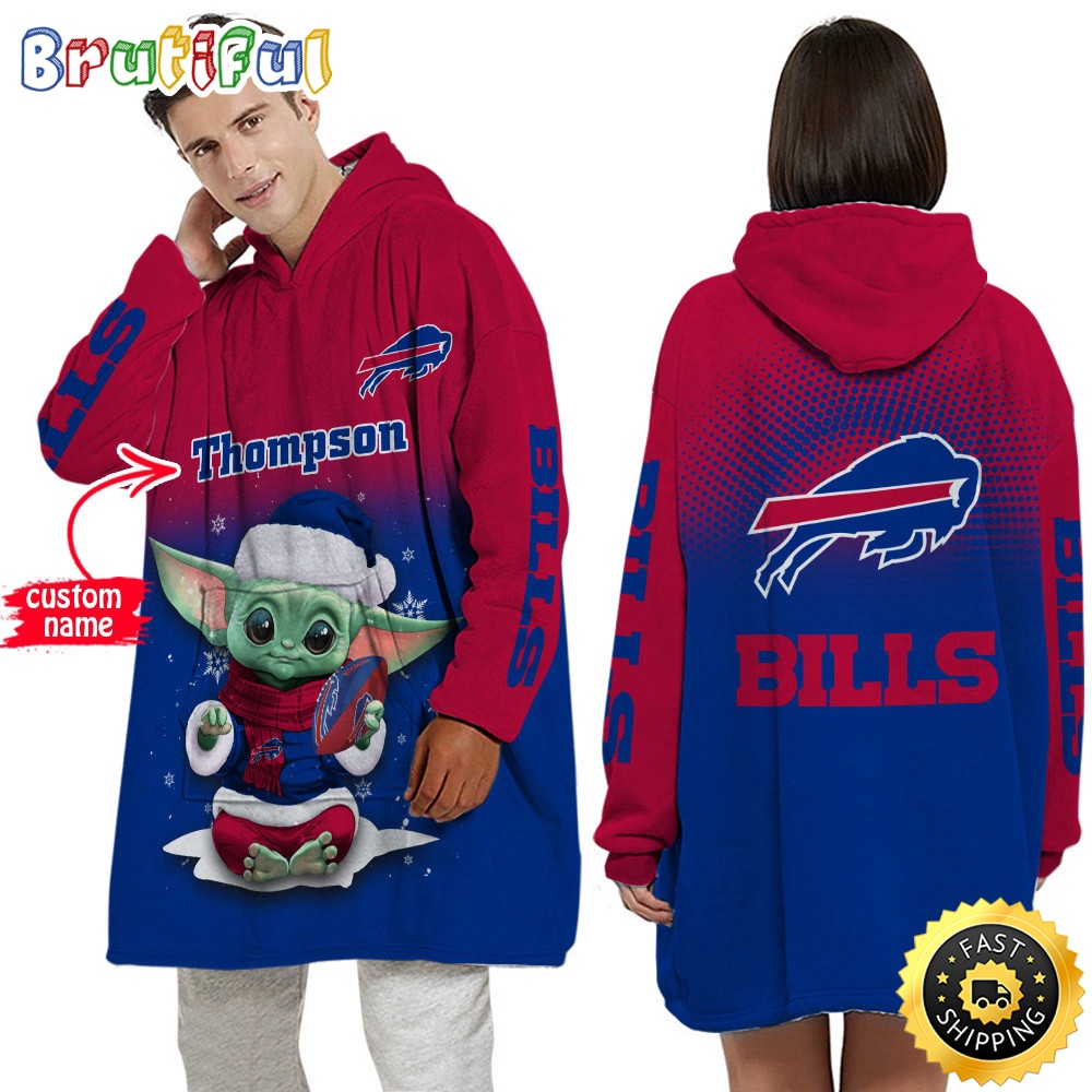 Sportswearmerch Buffalo Bills NFL Baby Yoda Lover Personalized Blaket Hoodie For Fan