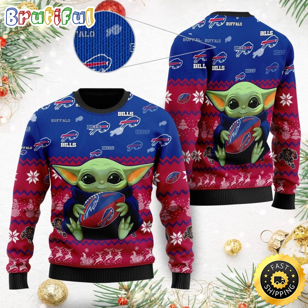 Sportswearmerch Buffalo Bills NFL Baby Yoda Personalized Christmas Sweater For Fan