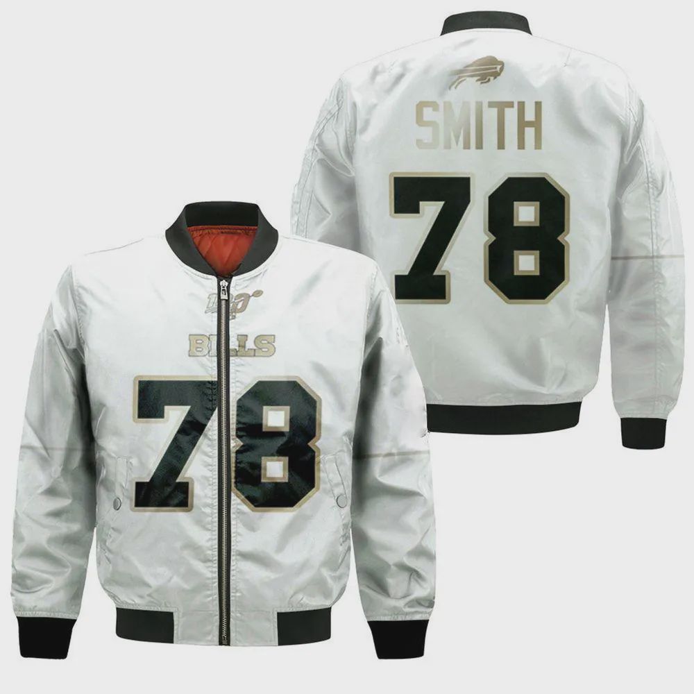 Sportswearmerch Buffalo Bills NFL Bruce Smith Pattern Bomber Jacket For Fan