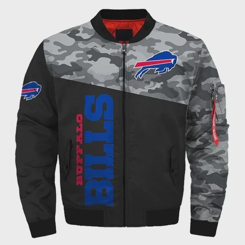 Sportswearmerch Buffalo Bills NFL Camo Pattern Bomber Jacket For Fan