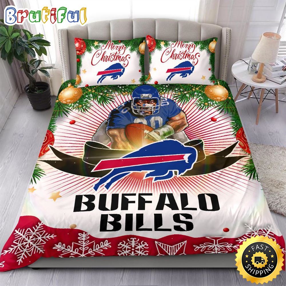 Sportswearmerch Buffalo Bills NFL Christmas Bedding Sets Merry For Fan