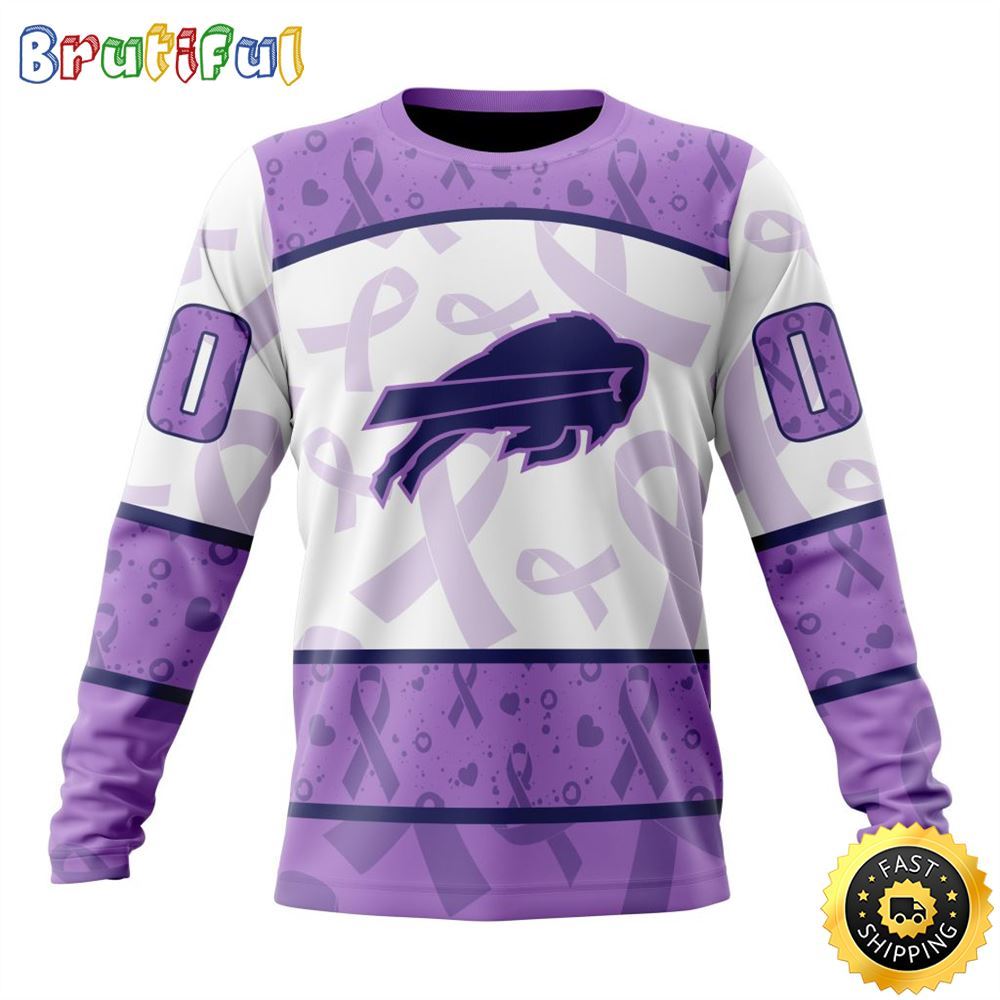Sportswearmerch Buffalo Bills NFL Crewneck Lavender Fights Cancer Personalized Sweater For Fan
