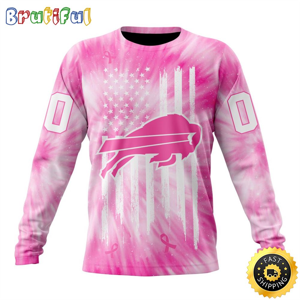 Sportswearmerch Buffalo Bills NFL Crewneck Pink Tie-Dye Personalized Sweater For Fan