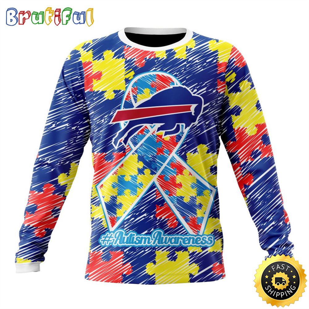 Sportswearmerch Buffalo Bills NFL Crewneck Puzzle Autism Awareness Personalized Sweater For Fan