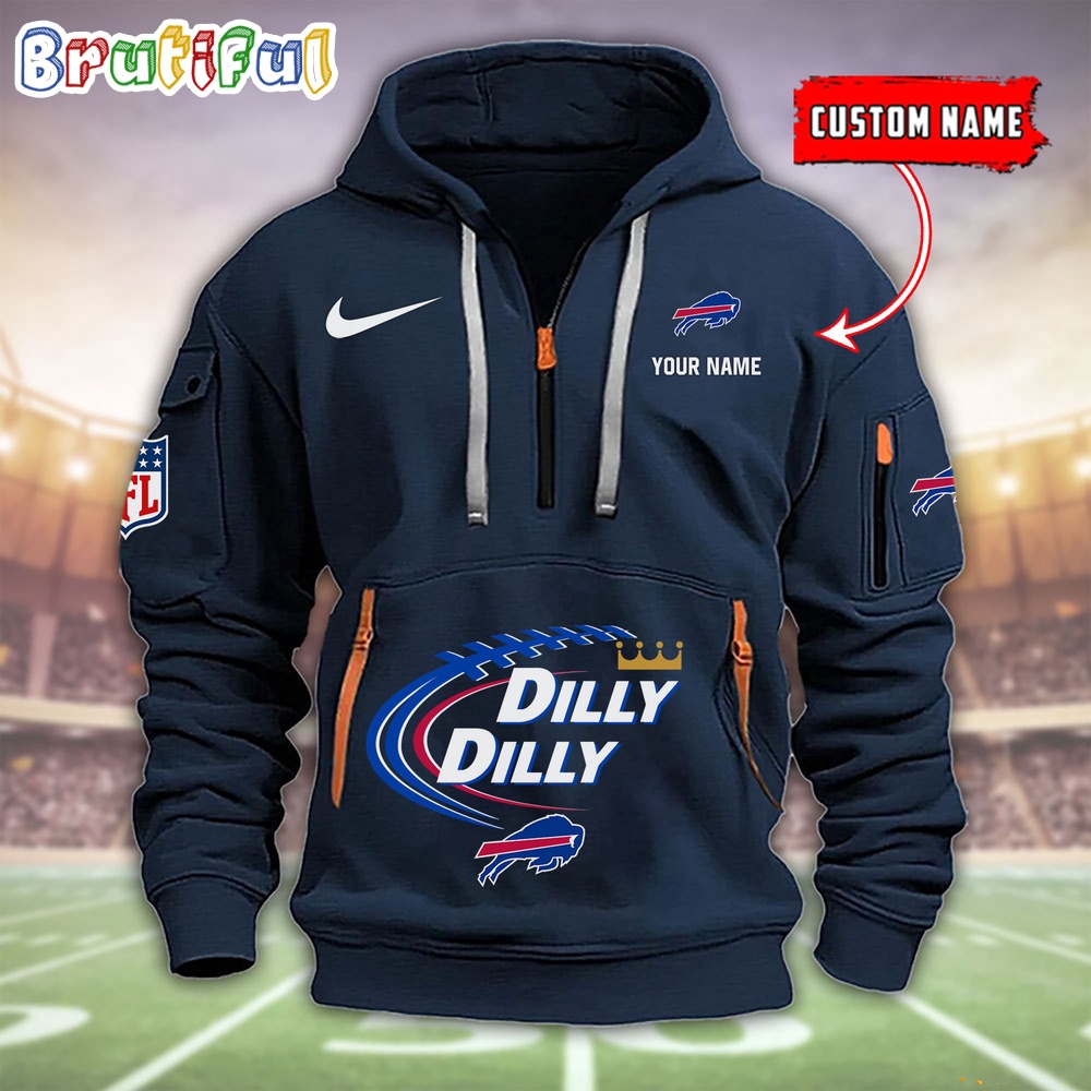 Sportswearmerch Buffalo Bills NFL Dilly Dilly Football Half Zip Hoodie For Fan