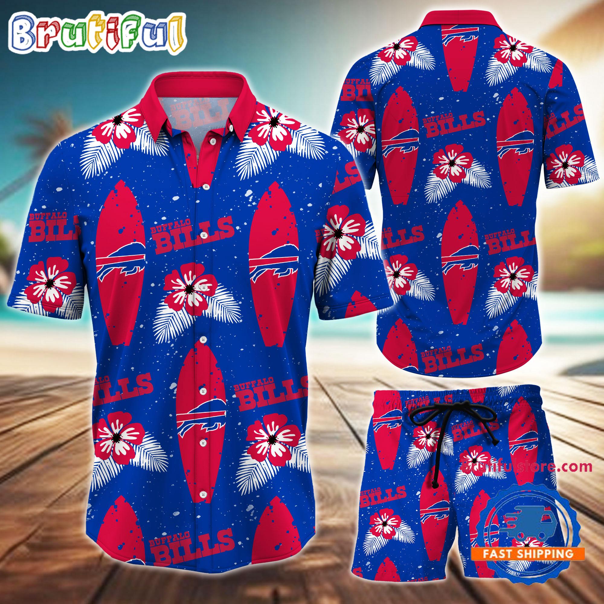Sportswearmerch Buffalo Bills NFL Flower Pattern Personalized Set Short Set For Fan
